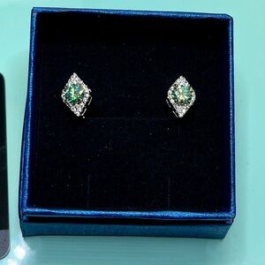 🆕.925 Sterling Moissanite aquamarine earrings. GRA certification/cleaning cloth